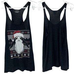 STAR WARS CHRISTMAS PORG HOLIDAY RACERBACK TANK TOP RED WHITE LARGE